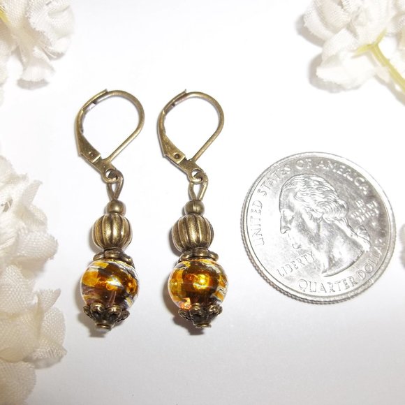 Boho Earring Brown Bronze & Metallic Gold Silver Beaded Dangle Drop Jewelry 5511 - Picture 2 of 8